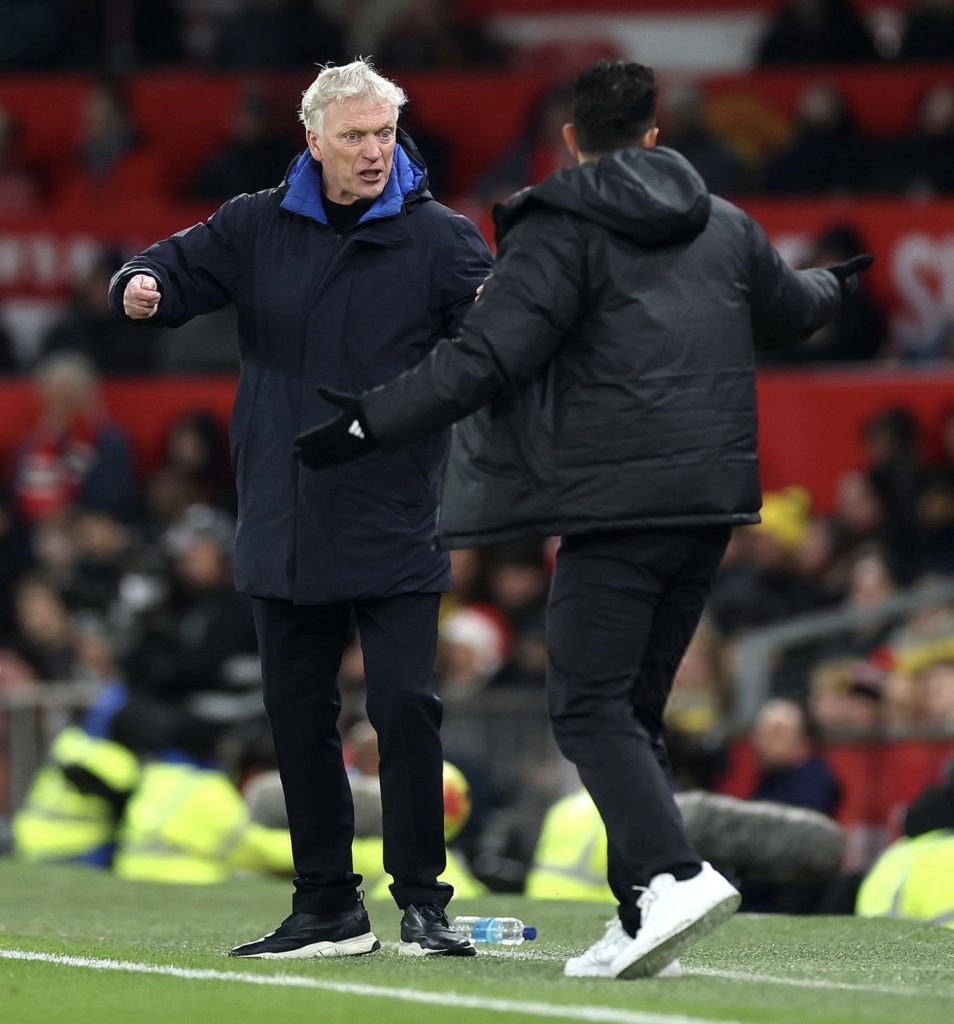 David Moyes reacts to Idrissa Gueye and Michael Keane burst up after win