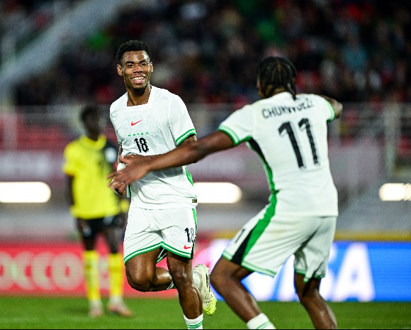 Onyedika brace powers Super Eagles past 10-man Uganda